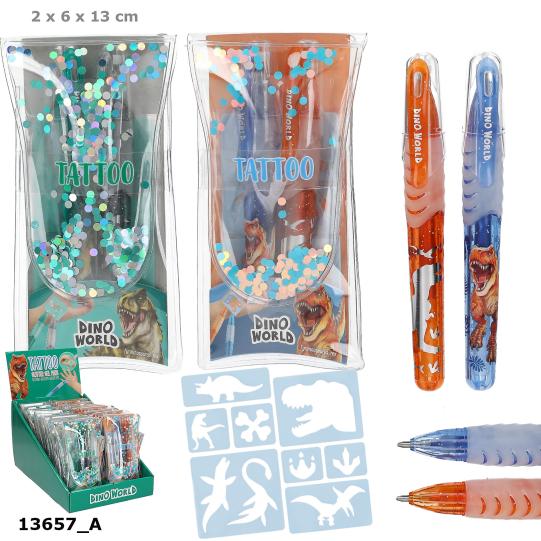 Dino World Tattoo Glitzer Gelstifte Depesche