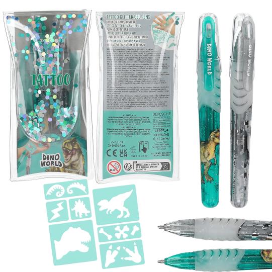 Dino World Tattoo Glitzer Gelstifte Depesche