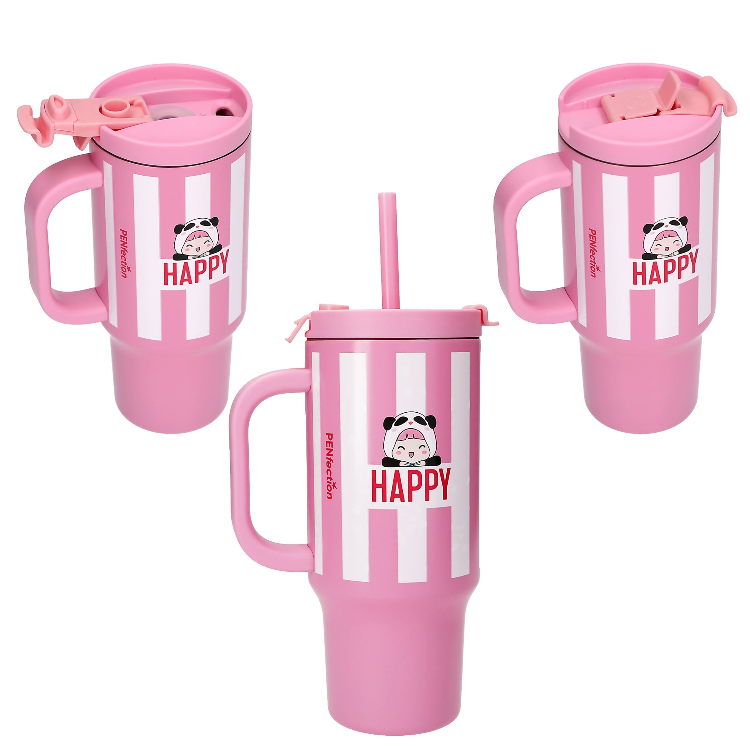 PENfection To Go Becher mit Strohhalm HAPPY