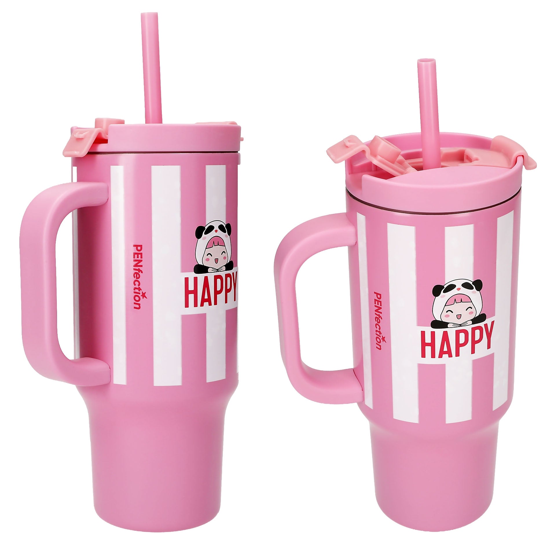 PENfection To Go Becher mit Strohhalm HAPPY