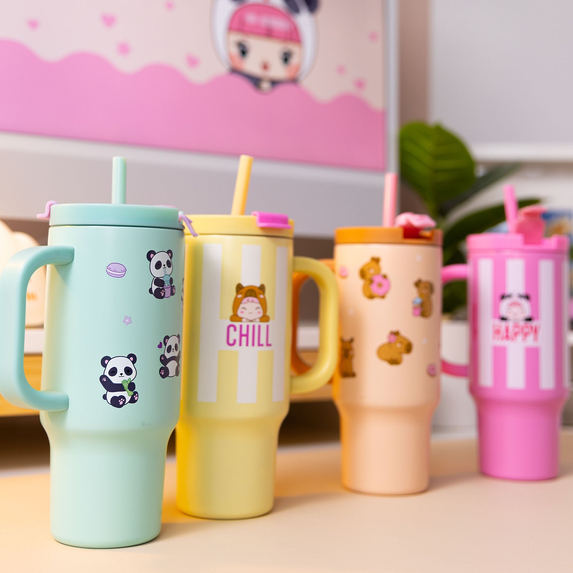 PENFection To Go Becher mit Strohhalm PANDA