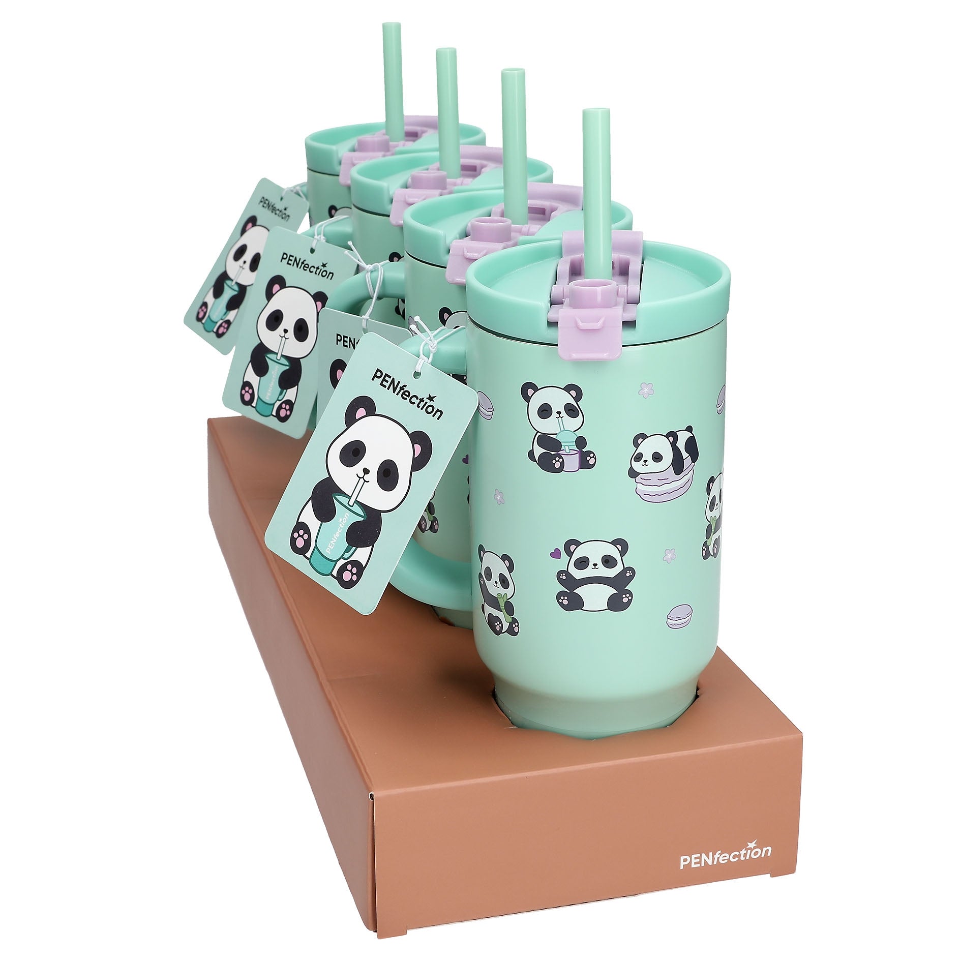 PENFection To Go Becher mit Strohhalm PANDA