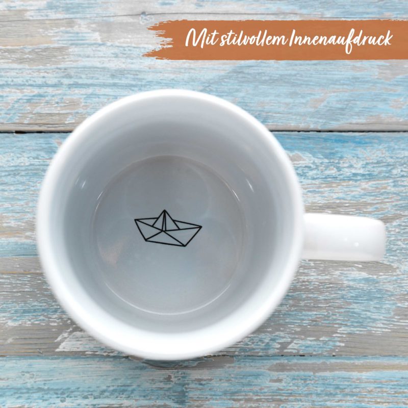 Lass mal mehr am Meer sitzen Tasse mit Kork Untersetzer Papierdrachen