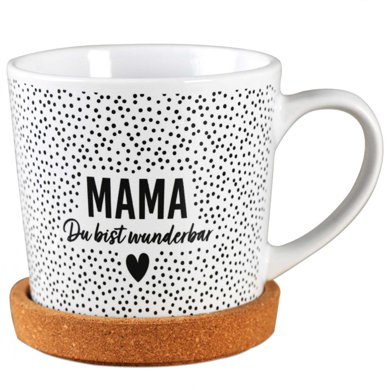 Mama du bist wunderbar Tasse mit Kork Untersetzer Papierdrachen