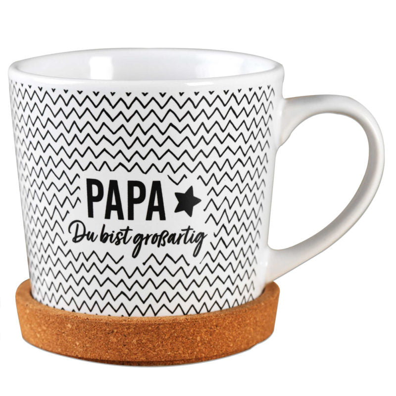 Papa du bist wunderbar Tasse mit Kork Untersetzer Papierdrachen