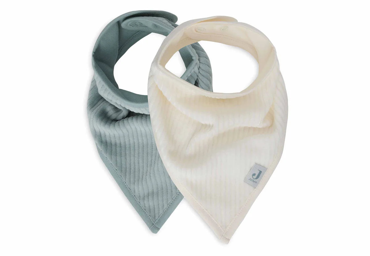 Lätzchen Bandana-Velvet Rib- 2 Stück Sea Green/Ivory- von Jollein