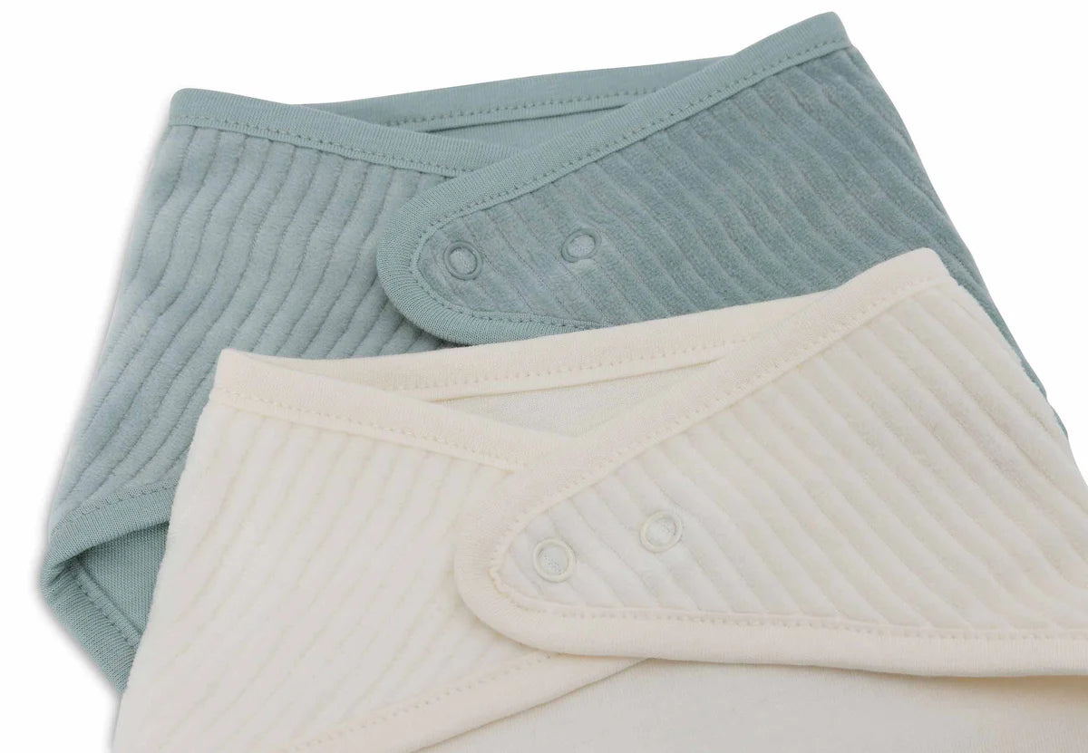 Lätzchen Bandana-Velvet Rib- 2 Stück Sea Green/Ivory- von Jollein