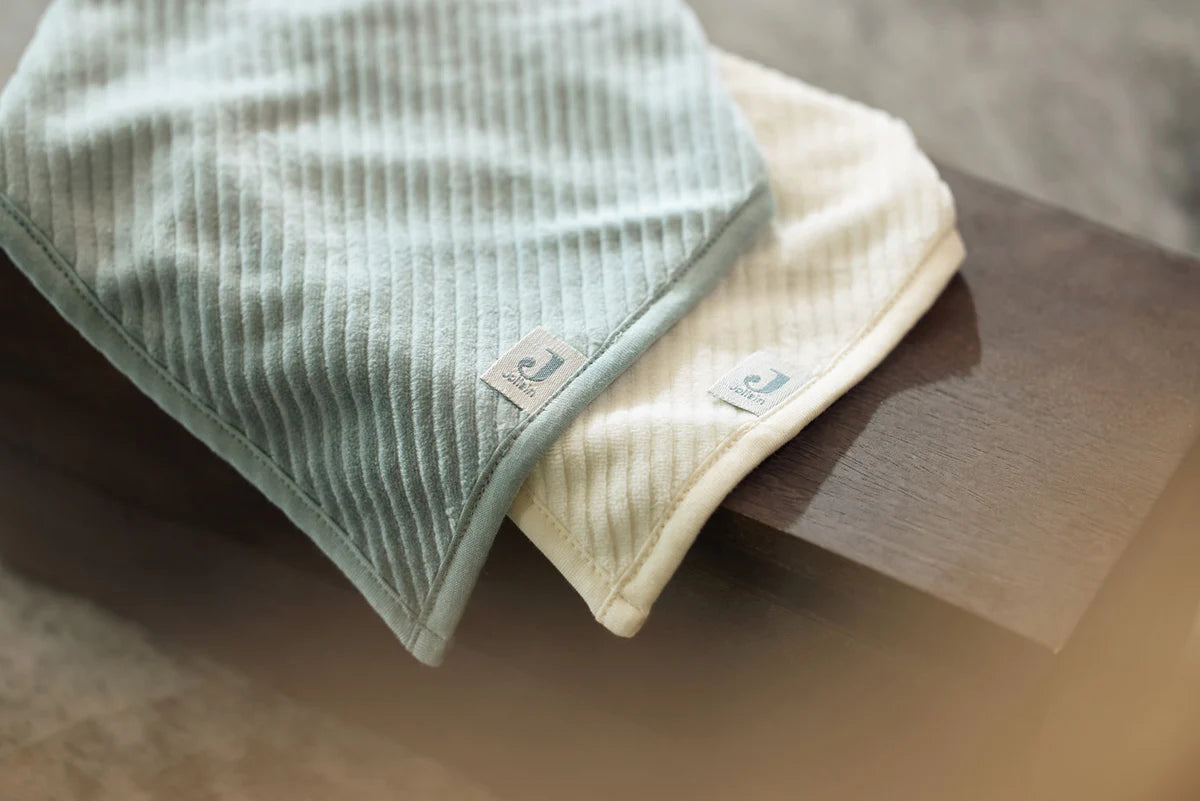 Lätzchen Bandana-Velvet Rib- 2 Stück Sea Green/Ivory- von Jollein