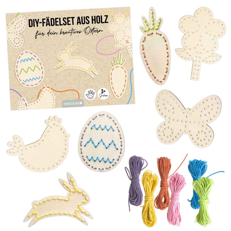 Fädelset aus Holz zu Ostern