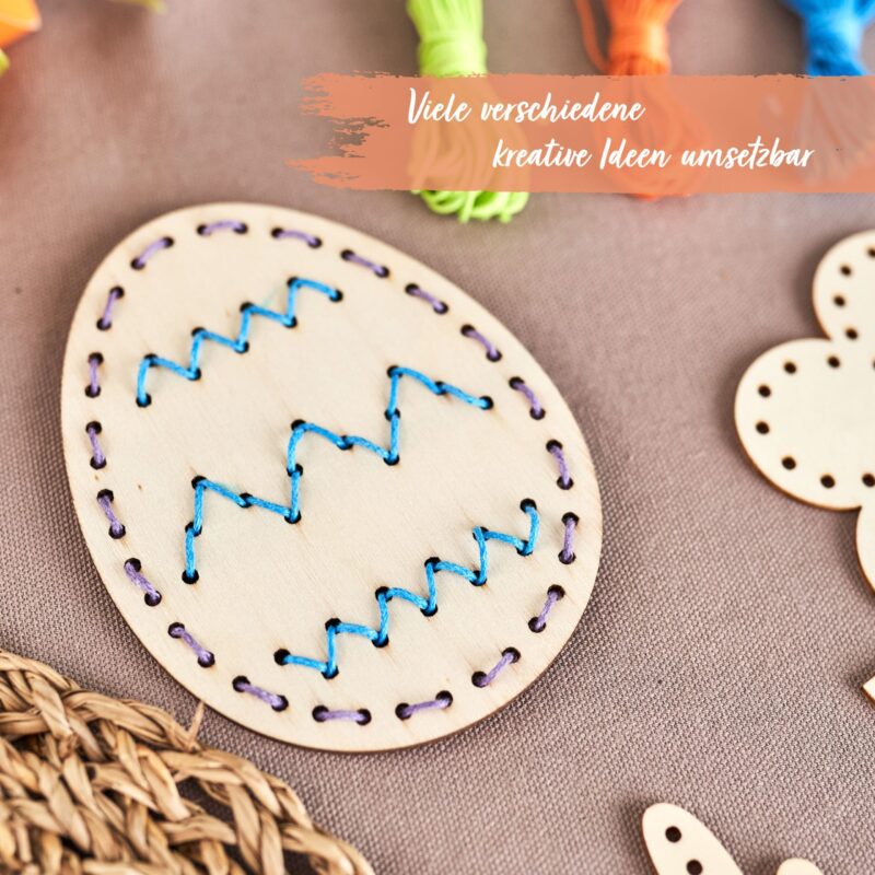 Fädelset aus Holz zu Ostern