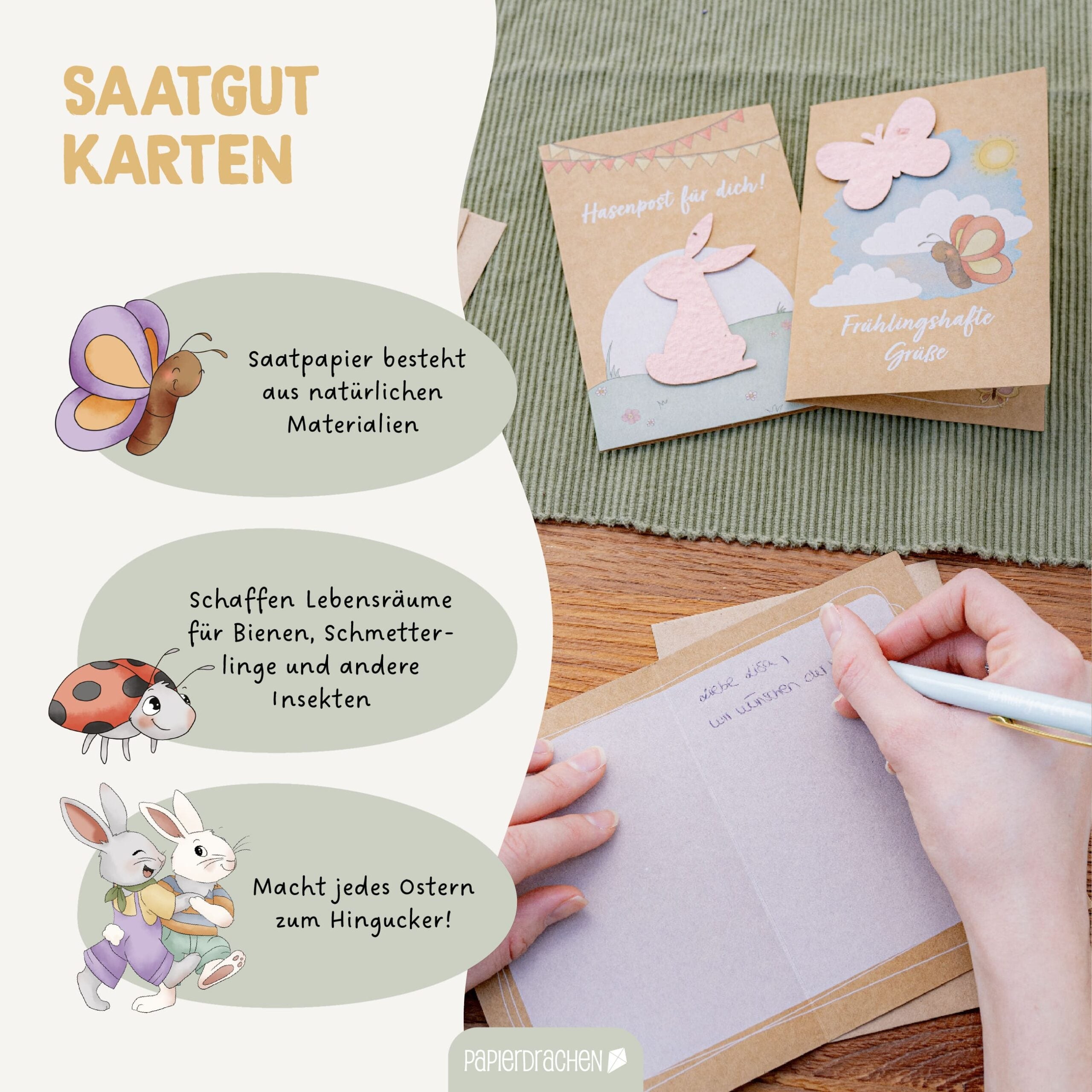 3 Klappkarten mit Saatpapier – Osterhasenwelt
