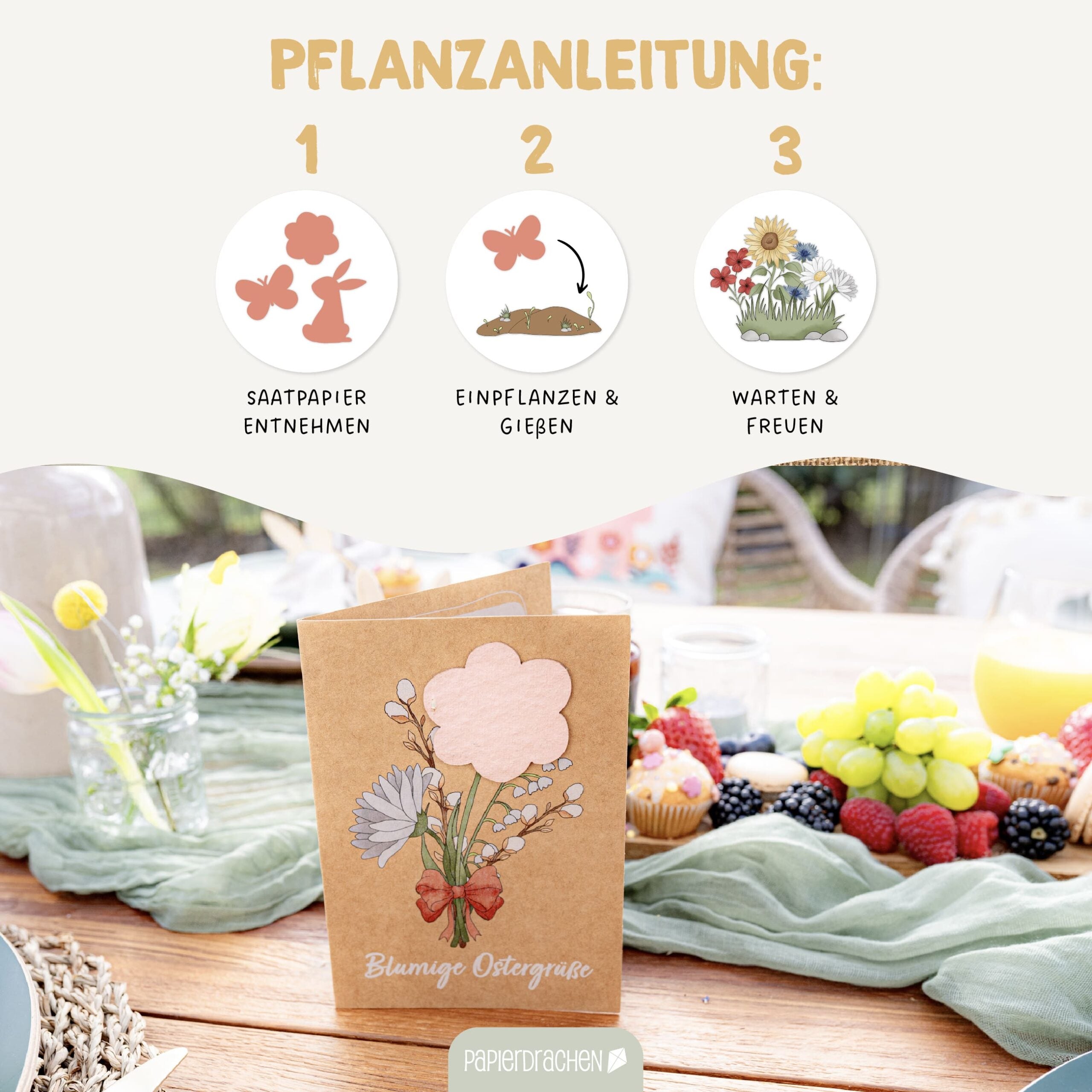 3 Klappkarten mit Saatpapier – Osterhasenwelt