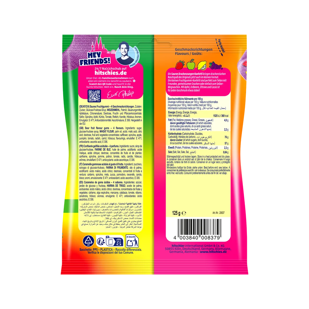 Saure Drachenzungen Konfetti-vegan-125g-Hitschies