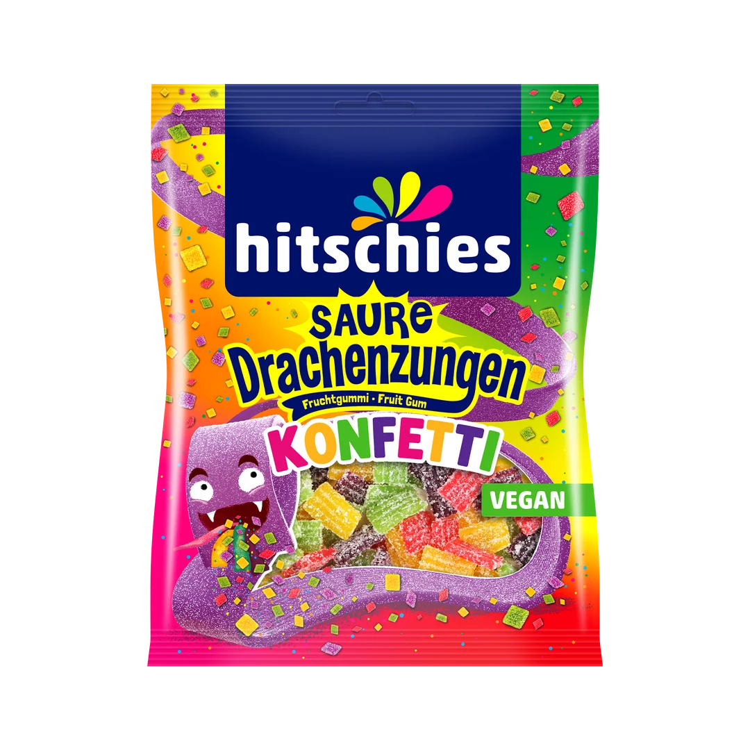Saure Drachenzungen Konfetti-vegan-125g-Hitschies
