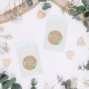 50 weiße Freudentränen Tüten inkl. Sticker