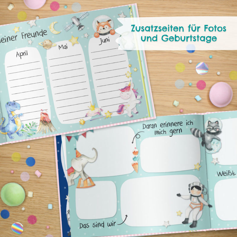 Freundebuch für Kinder – Schulfreunde Grün - Papierdrachen