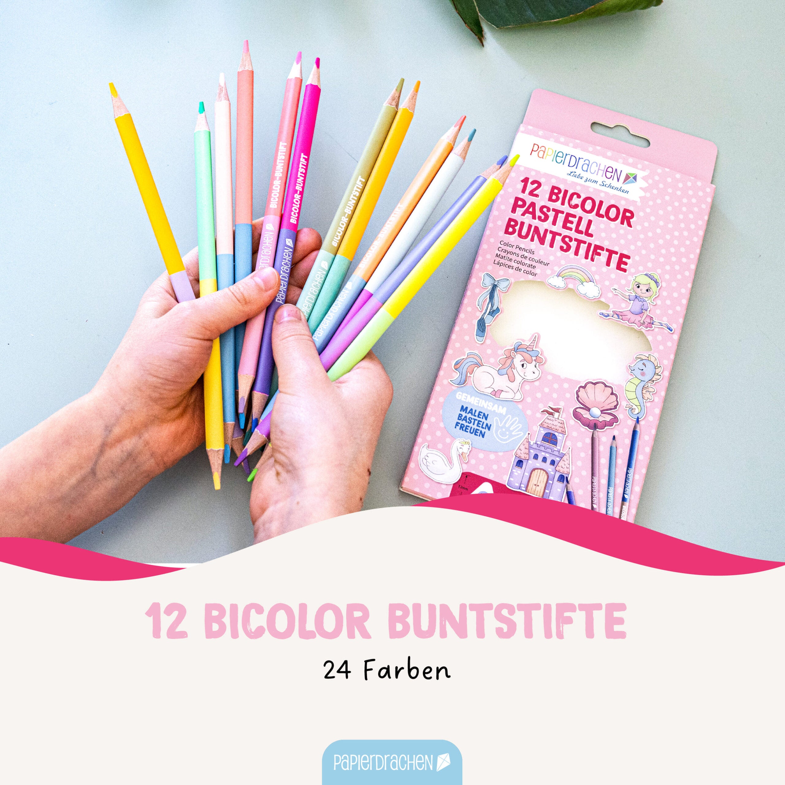 12 Bicolor Buntstifte pastell