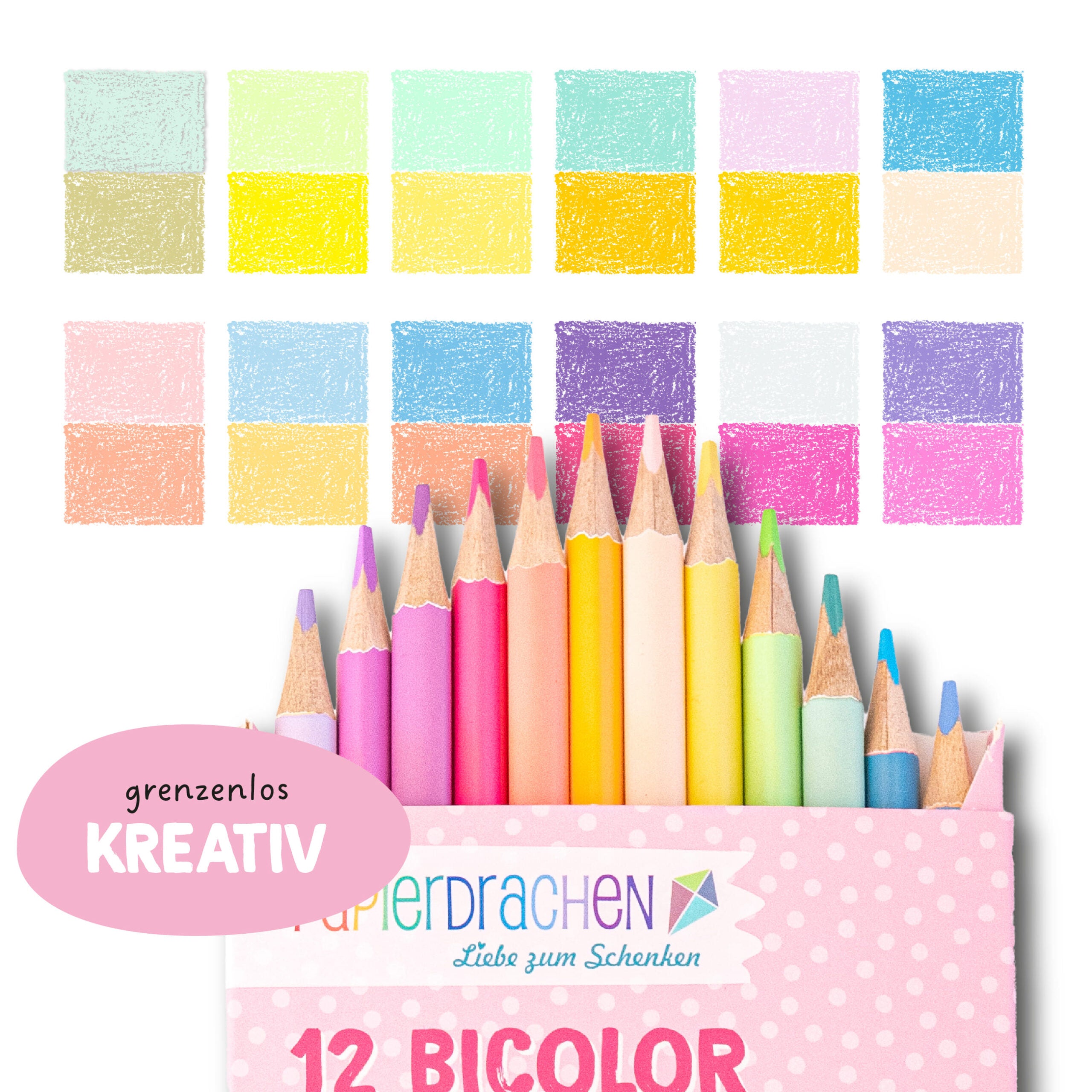 12 Bicolor Buntstifte pastell