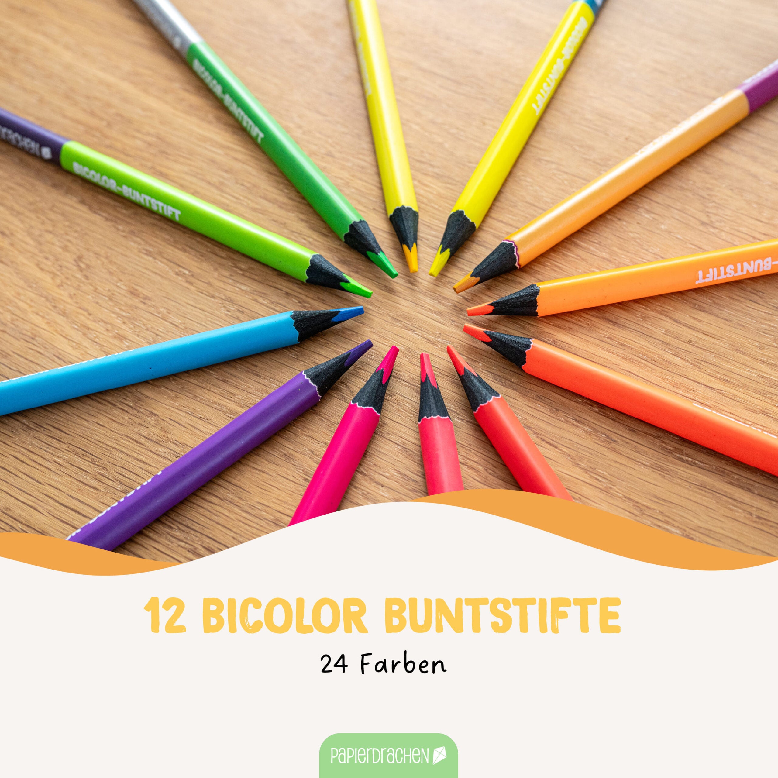 12 Bicolor Buntstifte Metallic und Neon