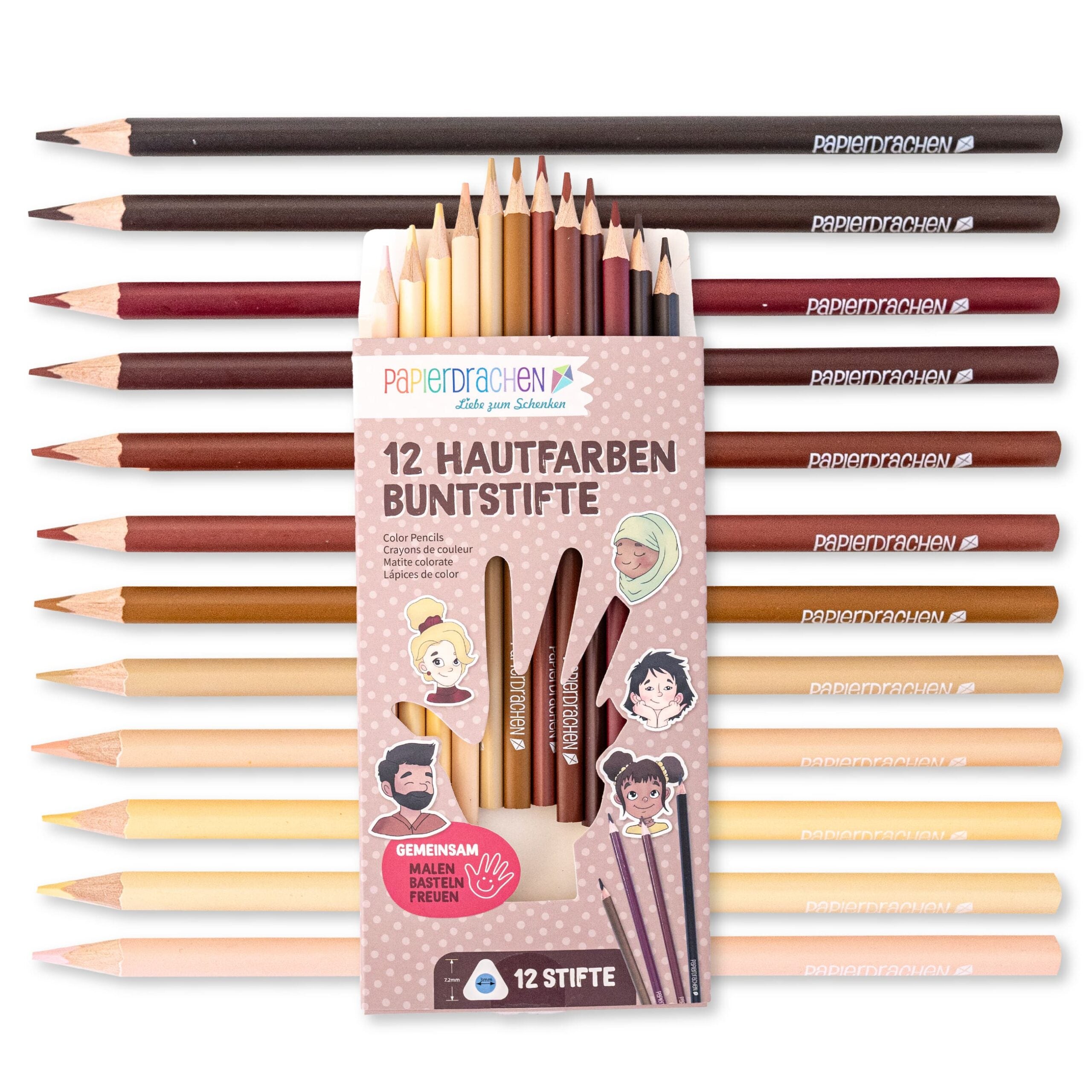 12 Buntstifte in Hautfarben
