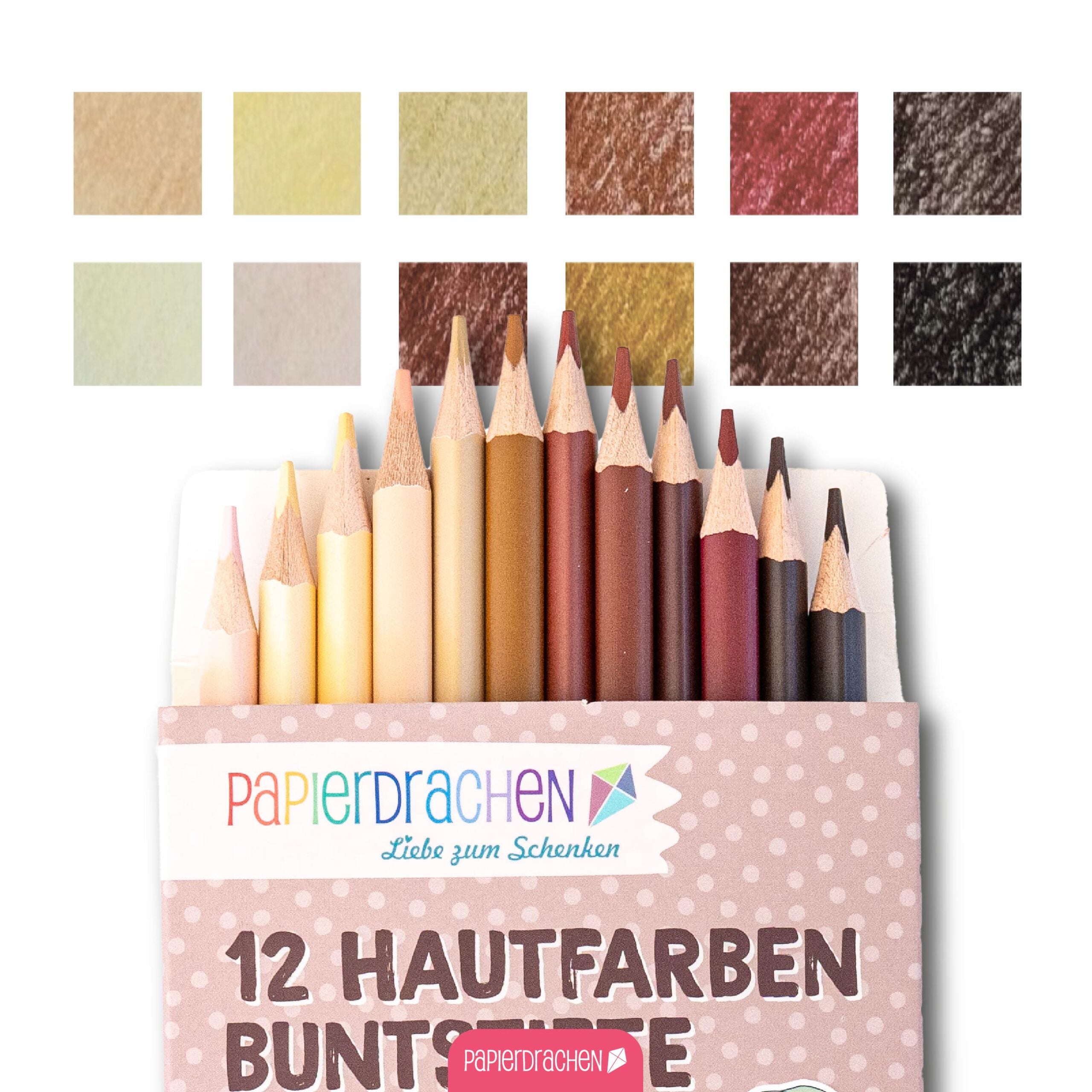 12 Buntstifte in Hautfarben