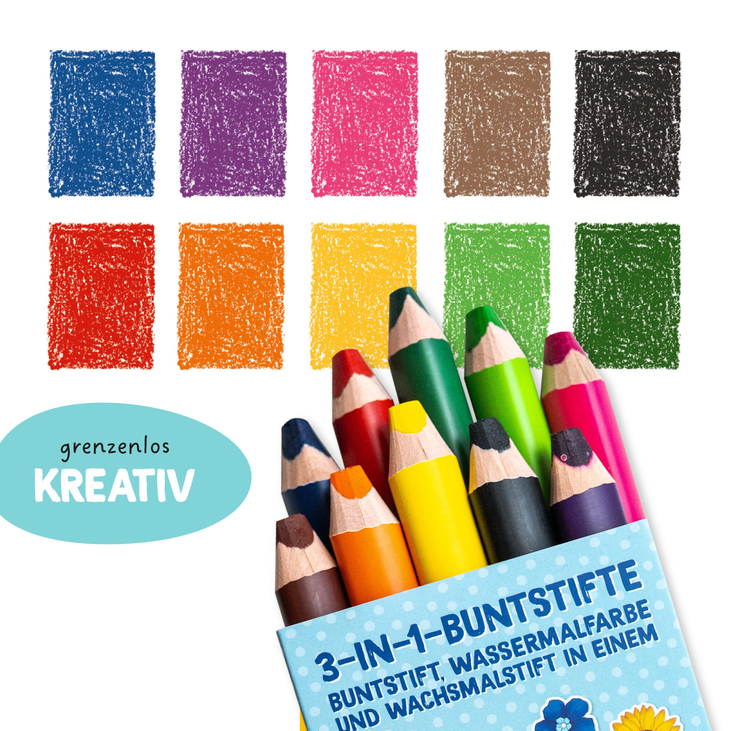 3in1 Buntstifte mit Anspitzer