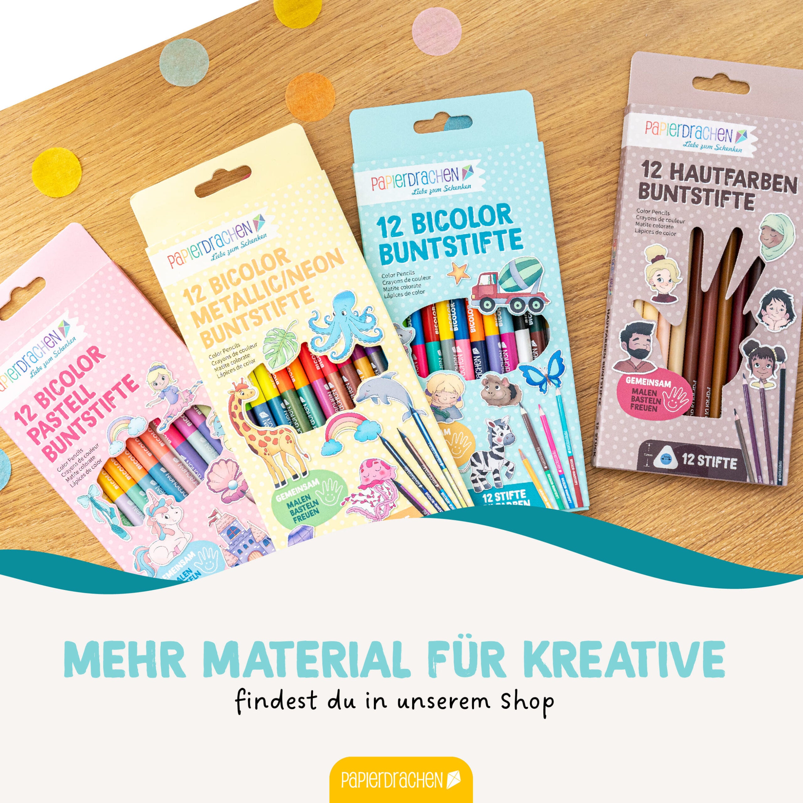 12 Buntstifte für Glas und Papier