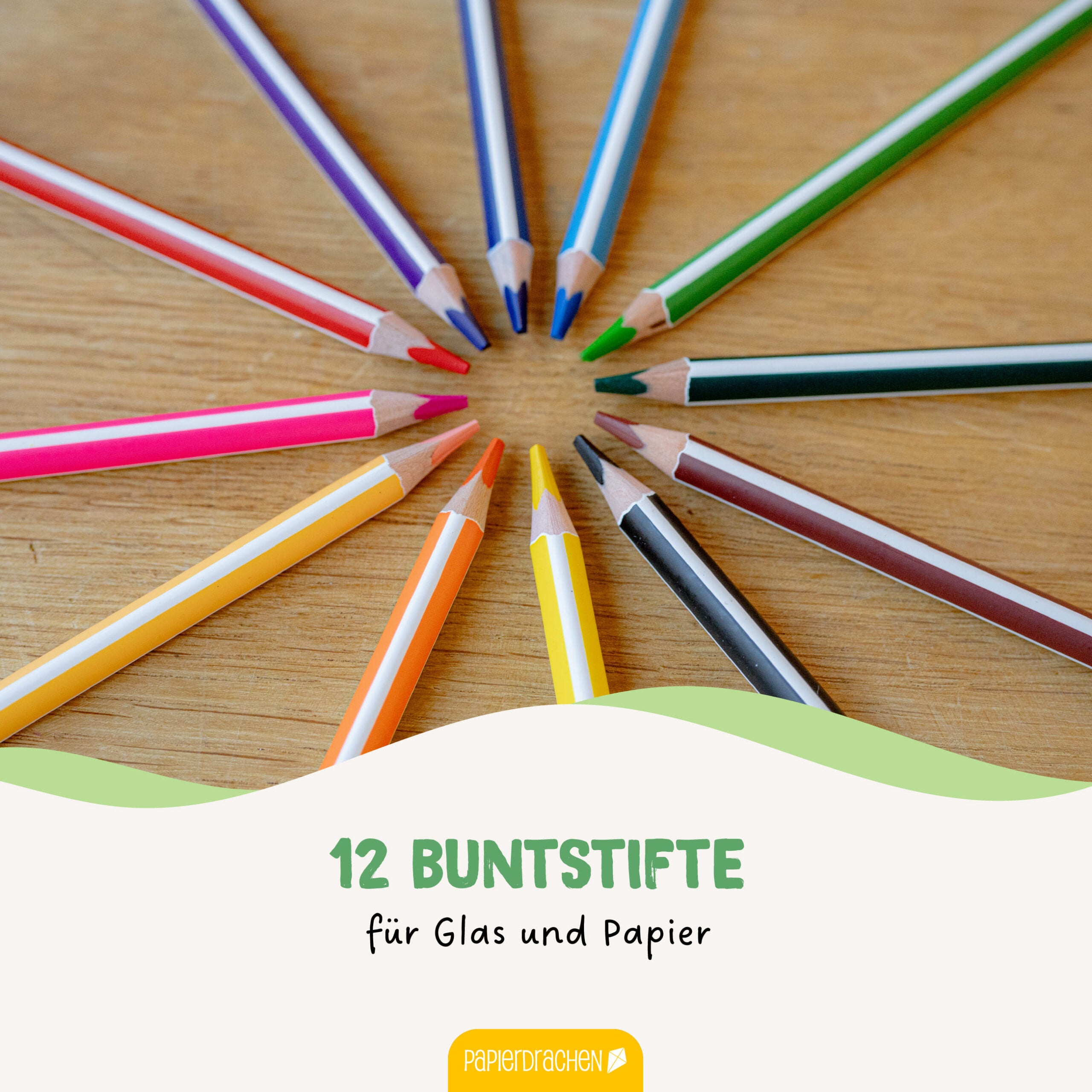 12 Buntstifte für Glas und Papier