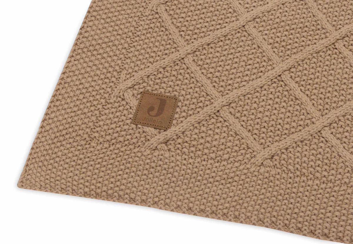 Decke 75x100 cm- Check Knit- Biscuit-von Jollein