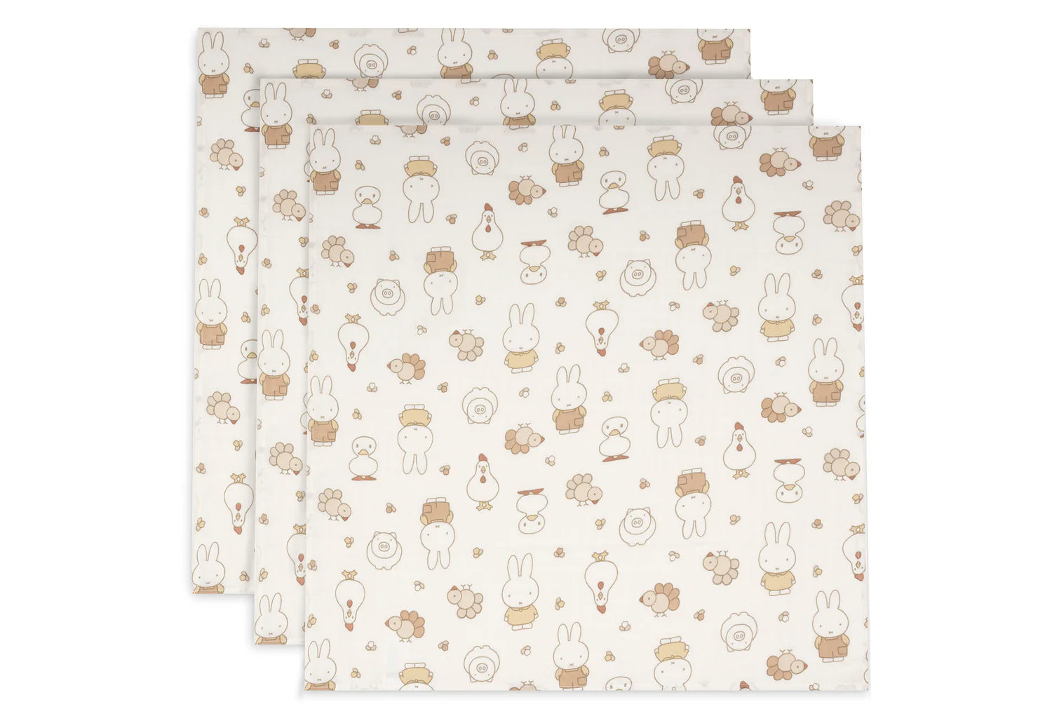 Mullwindeln Hydrophil 70x70cm - Miffy Family Farm - 3 Stück