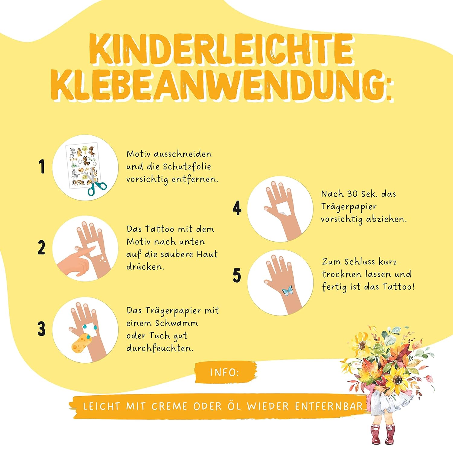 Papierdrachen 100 besonders hautfreundliche Kindertattoos - Tattoos Pferde und Lesefreunde - für Kinder - für Jungen und Mädchen - geprüft & made in Germany