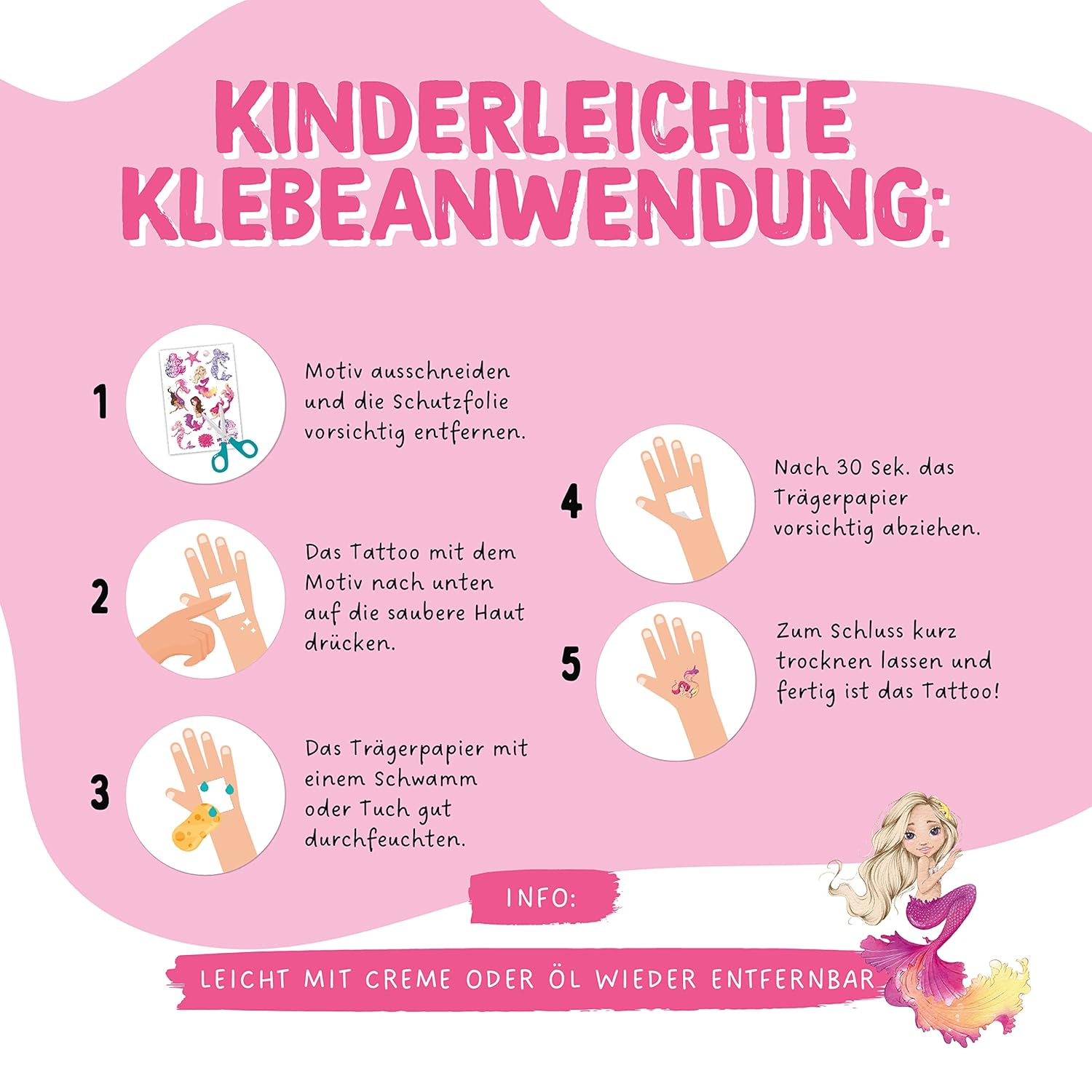 Papierdrachen 100 Metallic-Tattoos für Kinder - Hautfreundliche Kindertattoos Meerjungfrauen - Glitzer Tattoo - Geburtstagsmitgebsel - Für Jungen und Mädchen - in Deutschland hergestellt