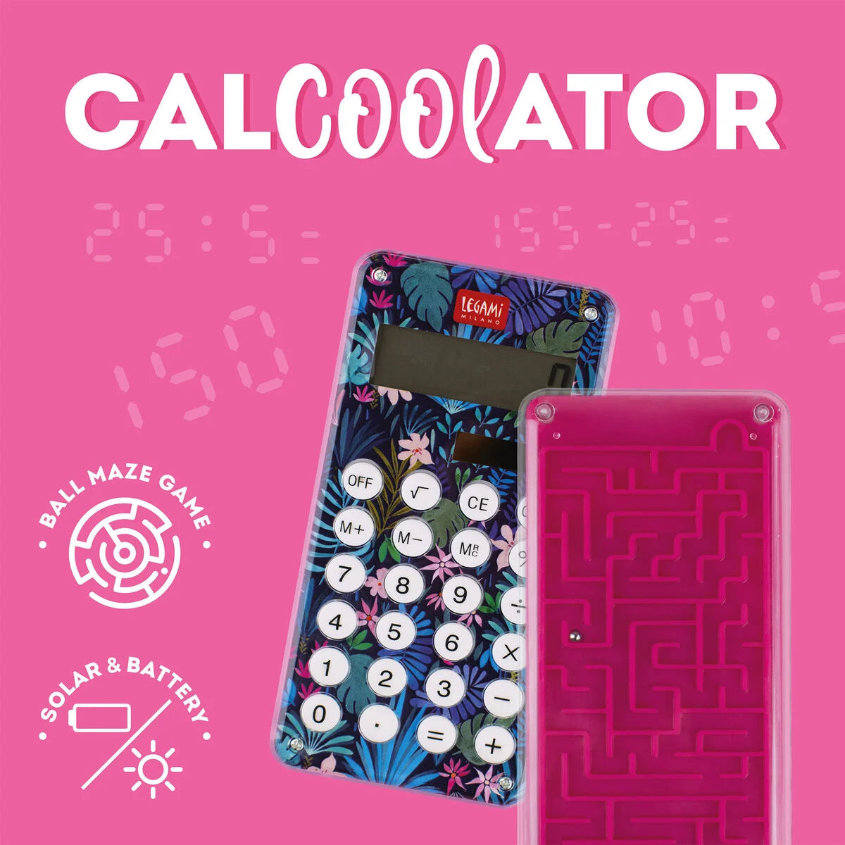 Taschenrechner mit Labyrinth auf der Rückseite Flora - Calcoolator Legami