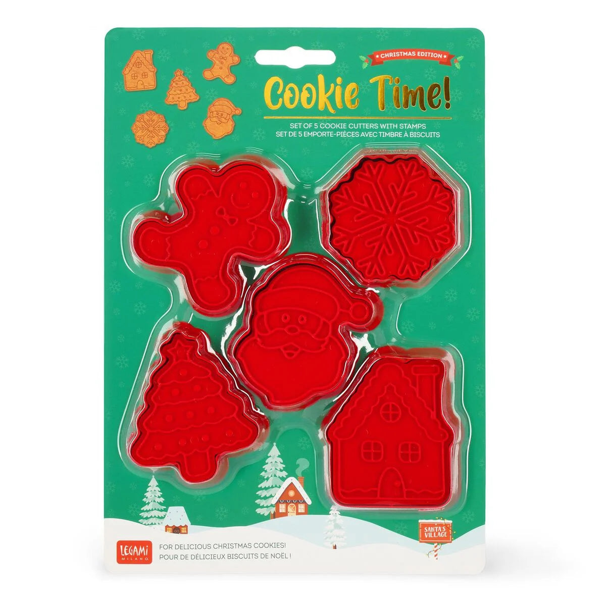 Set of 5 Cookie Cutters with Stamps - Cookie Time! Legami Keks Ausstecher