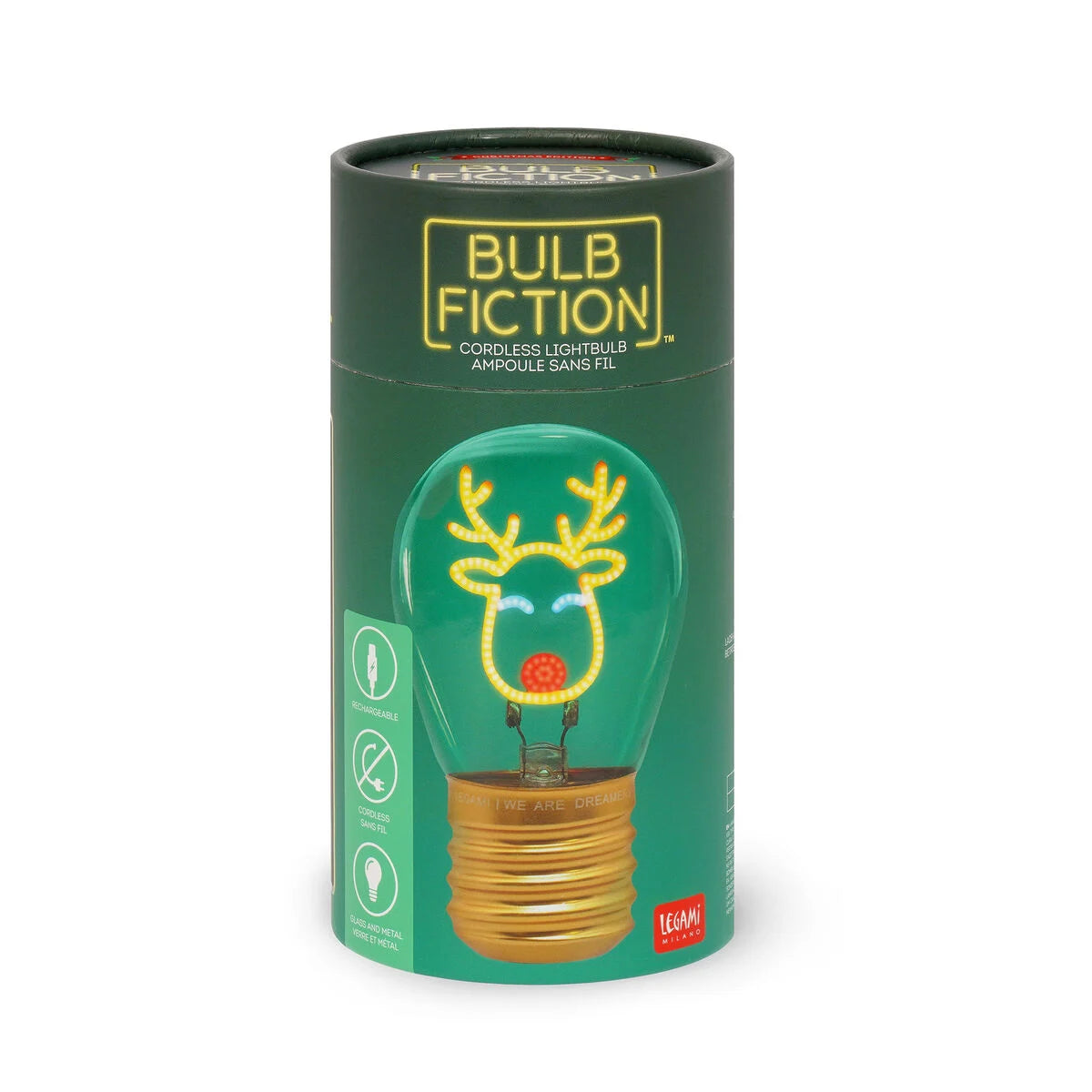Deko-Weihnachtstischlampe in Glühbirnenform - Reindeer - Bulb Fiction Legami