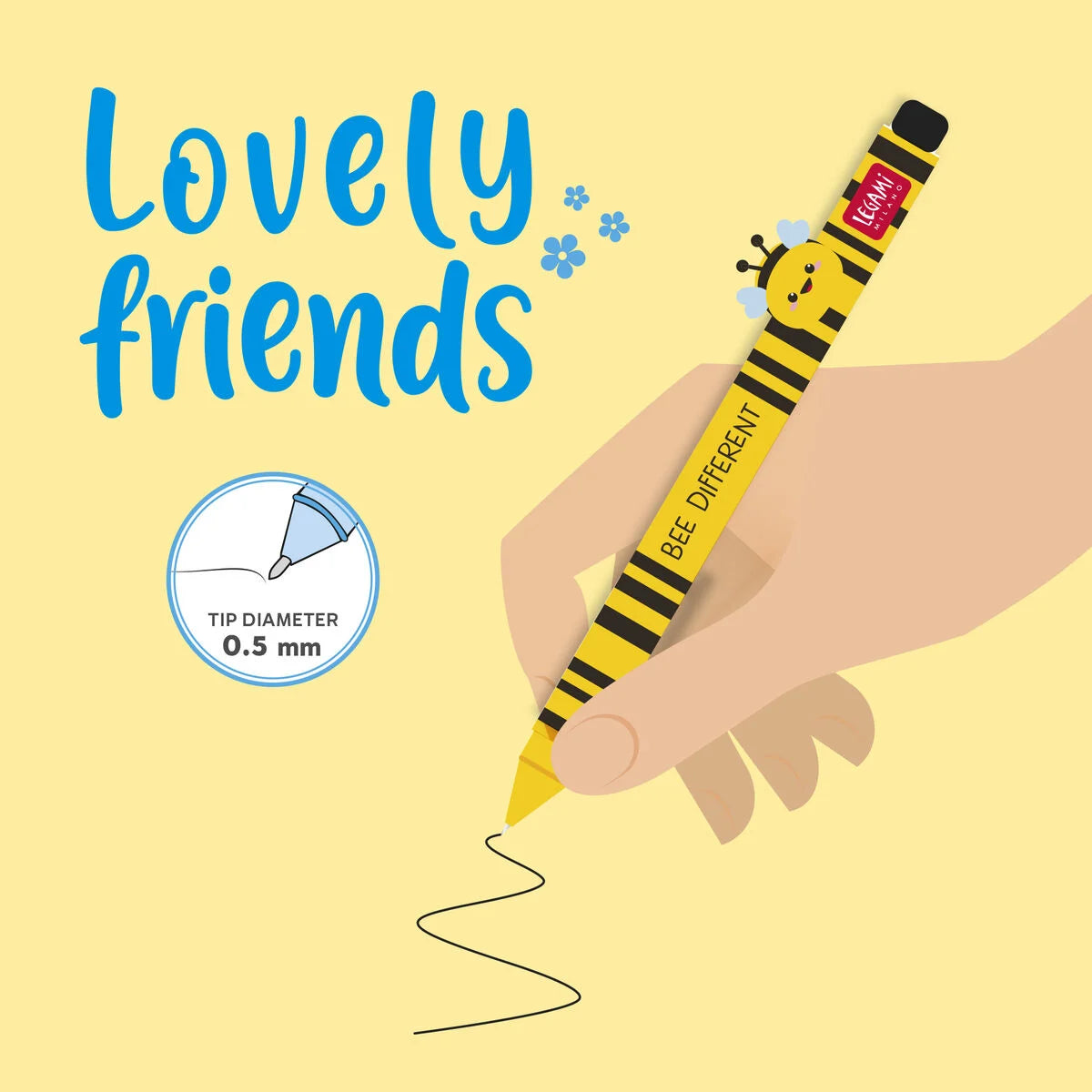 Biene Lovely Friends Gelstift mit Deko-Tierchen Biene Bee „Bee Different“ -  Legami