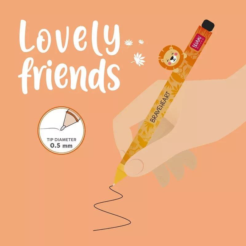 Löwe Lovely Friends Gelstift mit Deko-Tierchen -  Legami