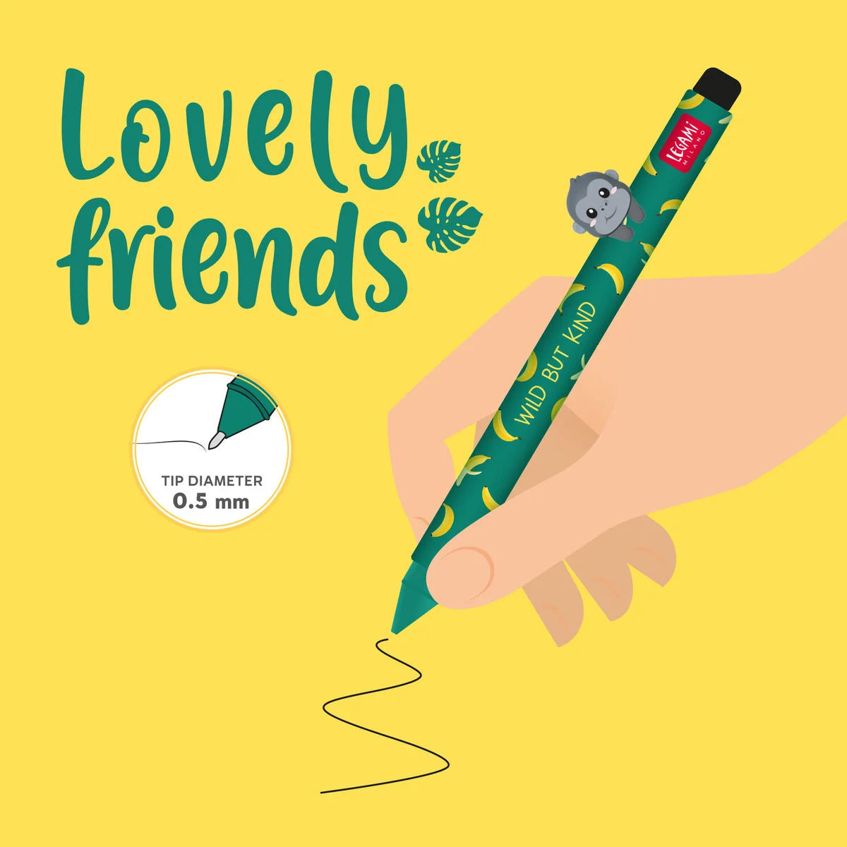 Stift mit Deko-Tierchen Gorilla „Wild but Kind“ - Lovely Friends
