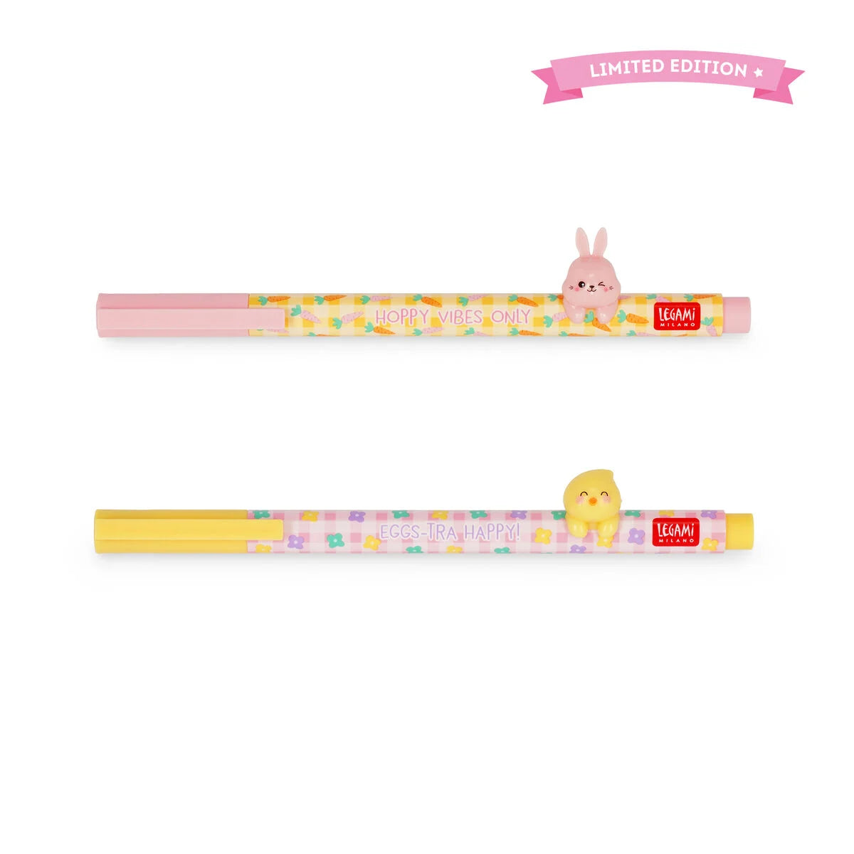 ‼️‼️2 Stück pro Bestellung bestellbar‼️‼️ Limited Edition Set aus 2 Gelstiften mit Deko-Tierchen - Lovely Friends - Hoppy Easter - Legami