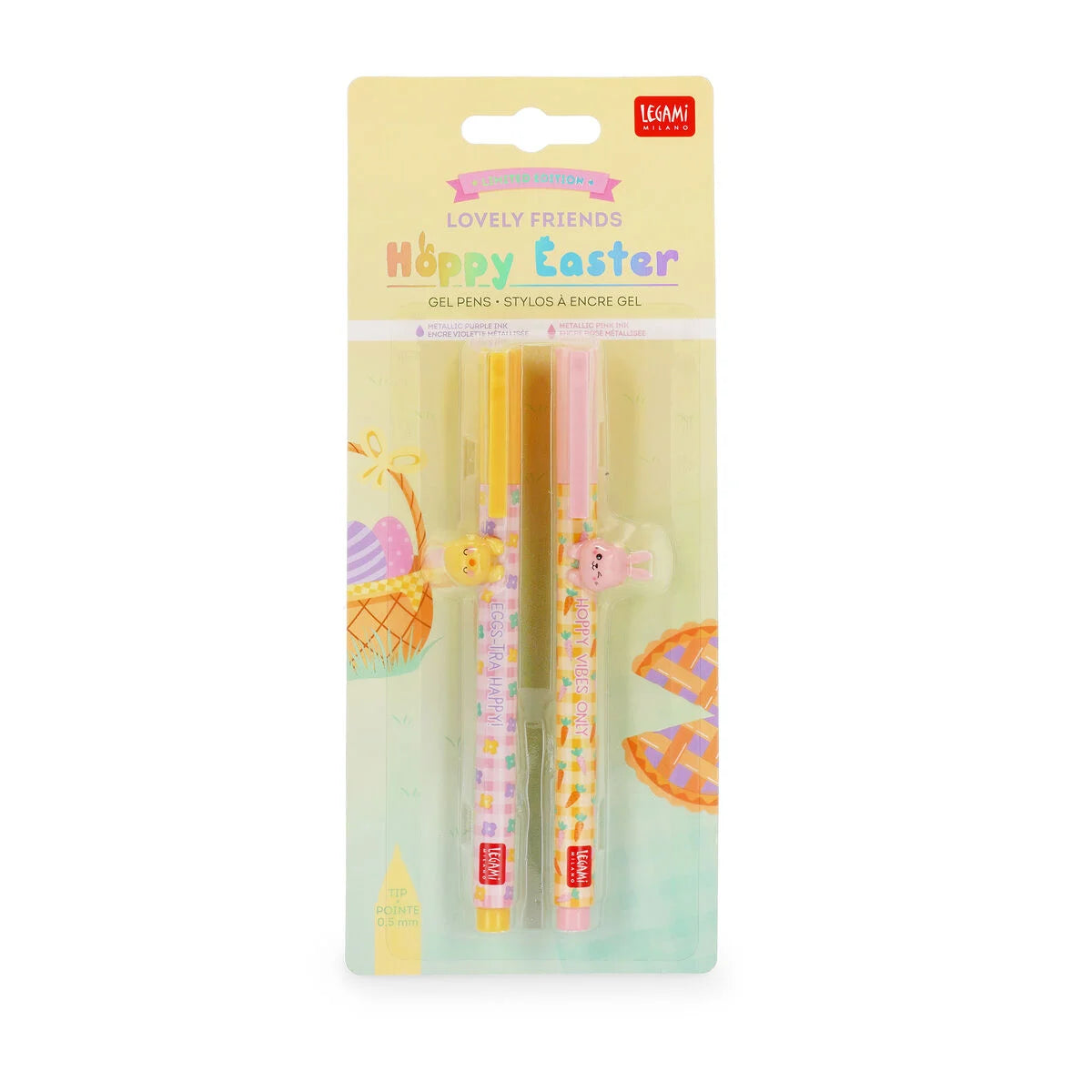 ‼️‼️2 Stück pro Bestellung bestellbar‼️‼️ Limited Edition Set aus 2 Gelstiften mit Deko-Tierchen - Lovely Friends - Hoppy Easter - Legami