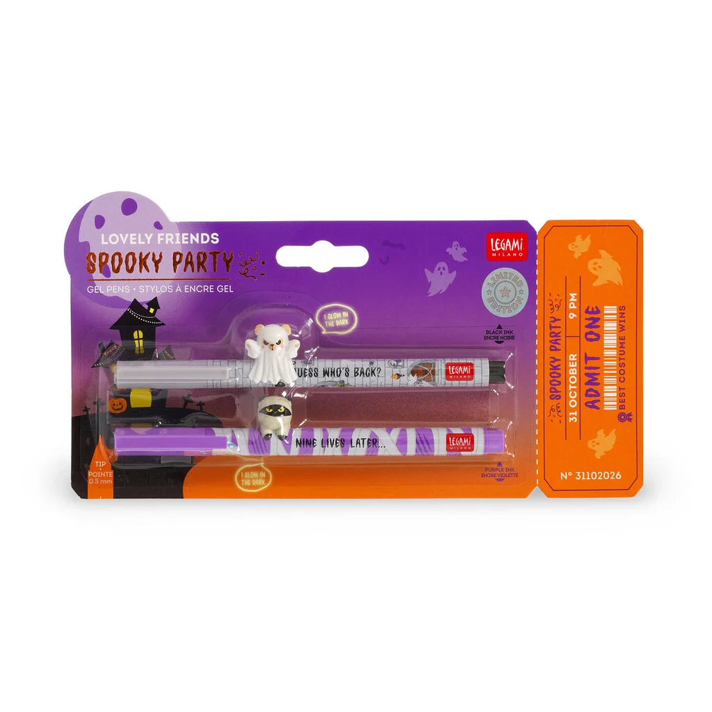 Set mit 2 Gelstiften mit Deko-Figur-Lavely Friends-Spooky Party-Legami