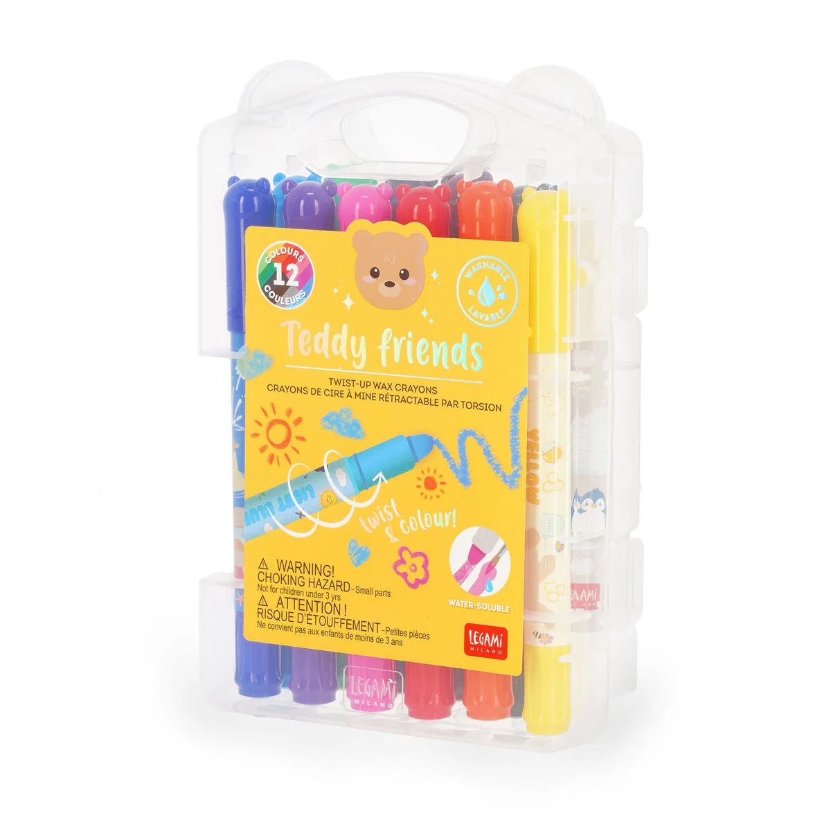 Set mit 12 Wachsmalern - Teddy Friends