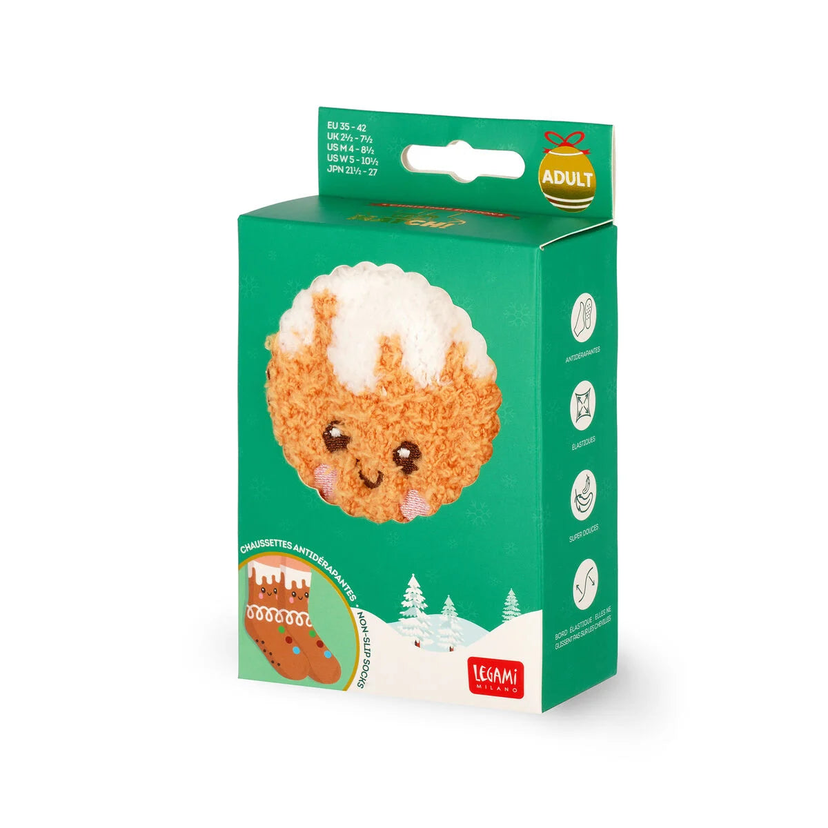 Rutschfeste Socken für Erwachsene Gr. 34-42 Gingerbread Lebkuchen  - It’s a Match! Legami ABS