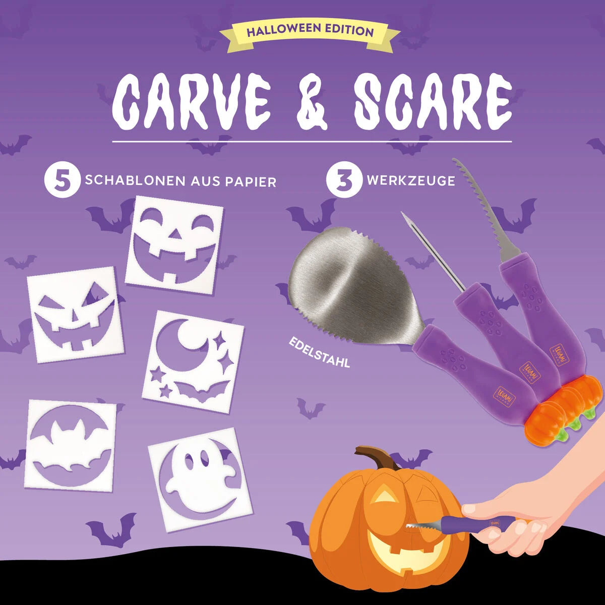 Halloween -Kürbisschnitzset - Carve & Scare -  Legami