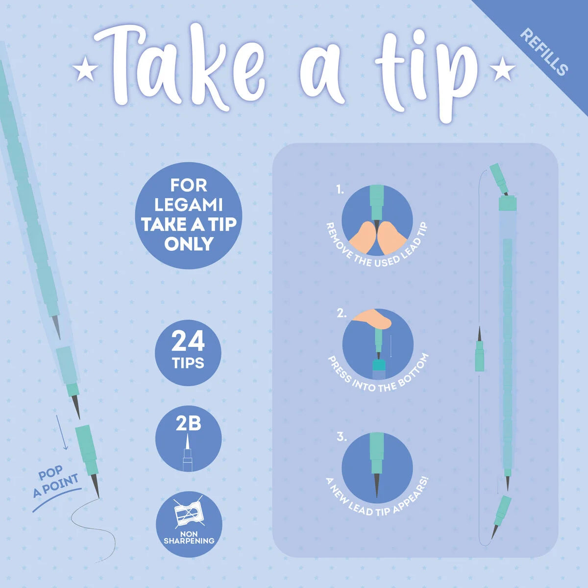 Take a Tip Nachfüllpackung - 24 Minen als Bleistift - Legami