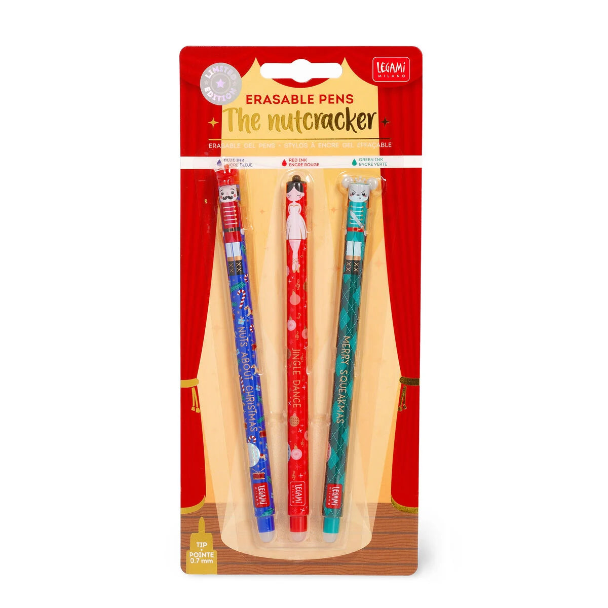 Set mit 3 Löschbaren Gelstiften - The Nutcracker - Erasable Pen Legami Limited Edition