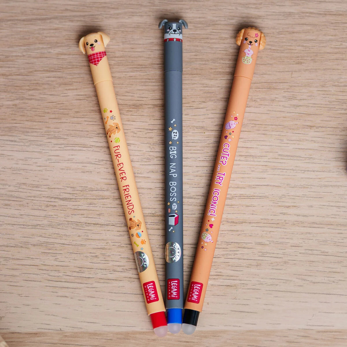 Set mit 3 Löschbaren Gelstiften - Erasable Pen - Fur-ever Friends  Back to school 26 Erasable pens set Limited Edition
