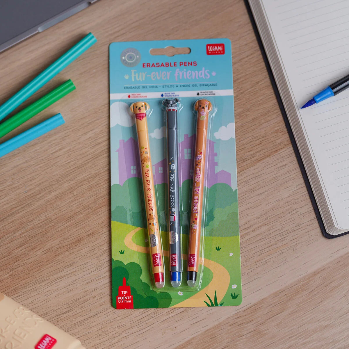 Set mit 3 Löschbaren Gelstiften - Erasable Pen - Fur-ever Friends  Back to school 26 Erasable pens set Limited Edition