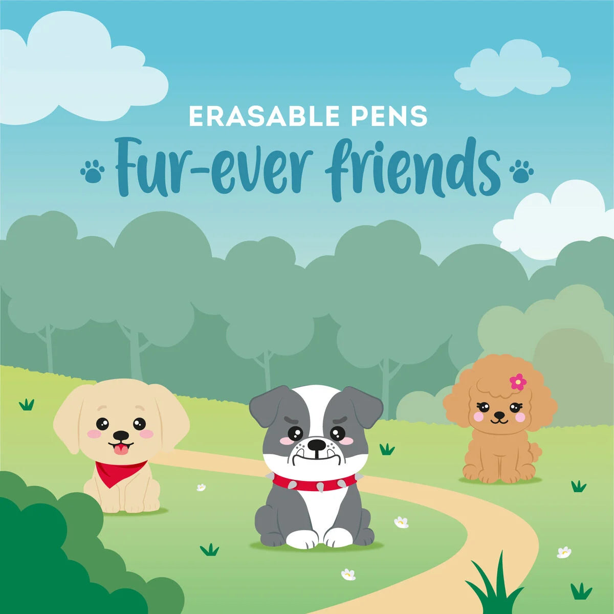 Set mit 3 Löschbaren Gelstiften - Erasable Pen - Fur-ever Friends  Back to school 26 Erasable pens set Limited Edition