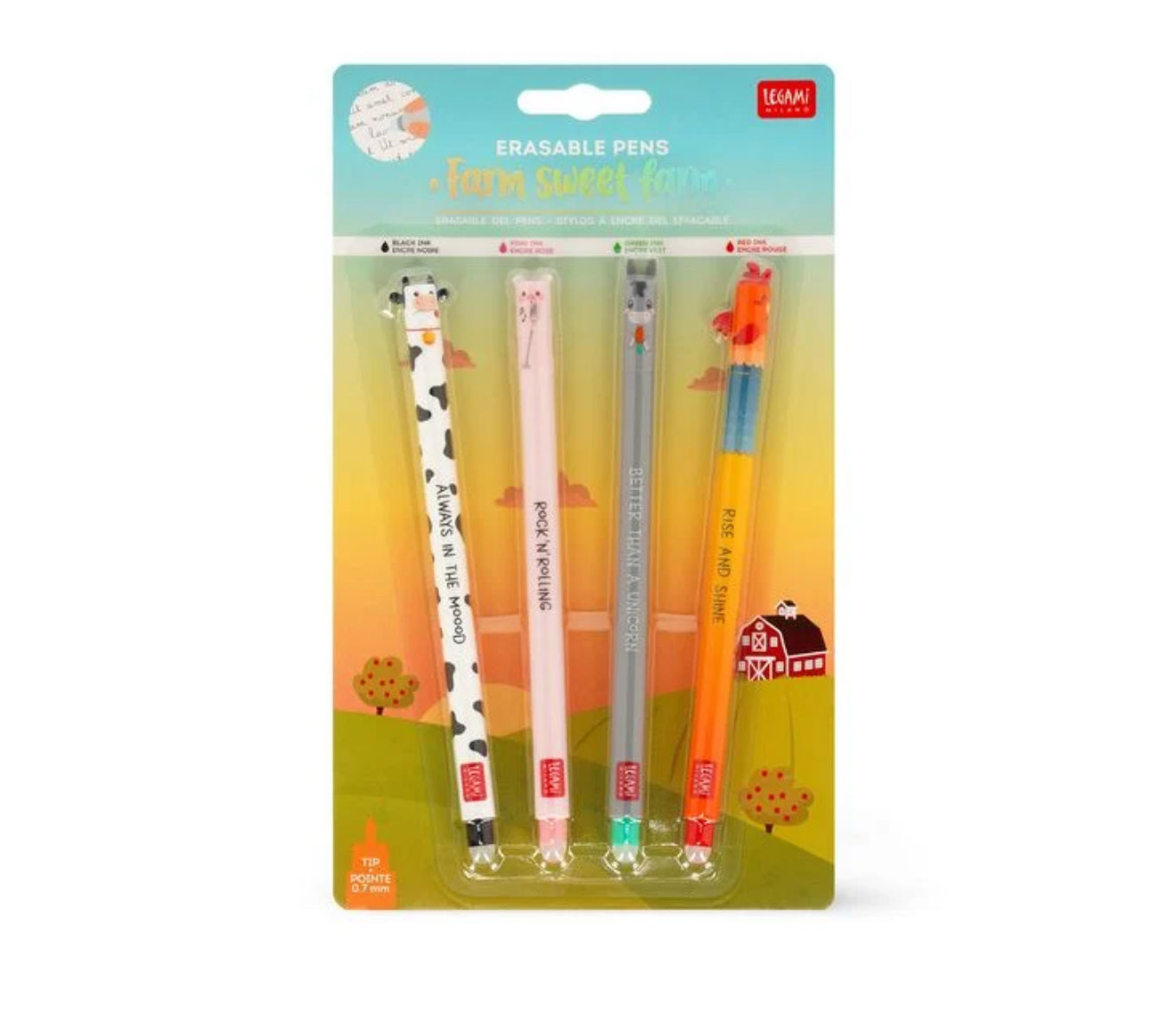 Bauernhof Set Legami löschbarer Gelstift - Farm Sweet Farm - Set of 4